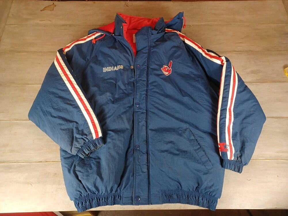 Vintage 90s Cleveland Indians Chief WAHOO Starter Jacket Quilted Size 2XL